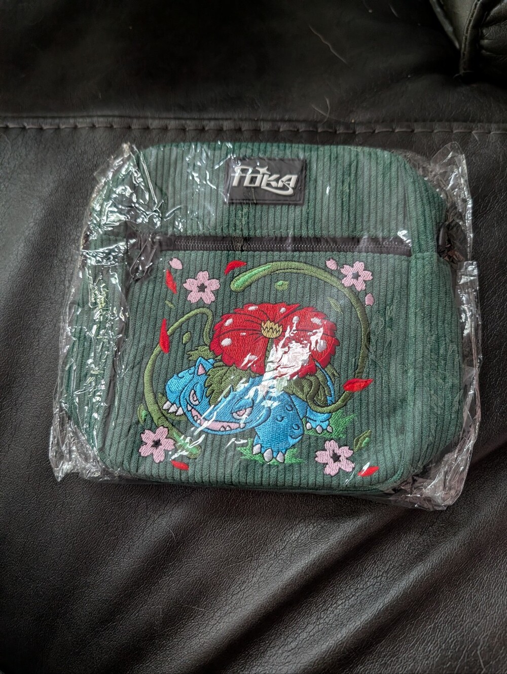 Toka Green With Embroidered Bulbasaur Pokemon Crossbody Bag